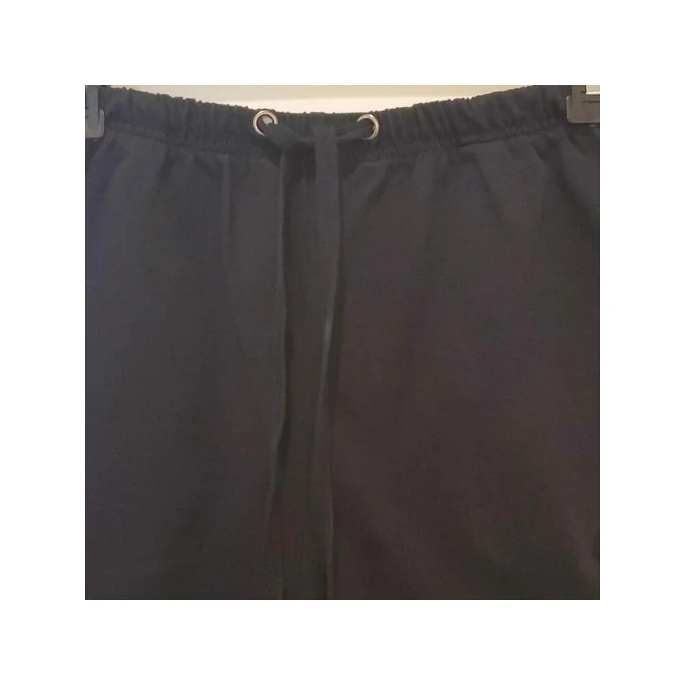 Womens Black Cotton Drawstring Pants Small Petite Casual Comfort